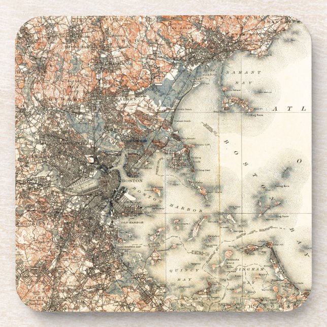 Dessous-de-verre Carte topographique du Massachusetts de Boston 189 (Devant)