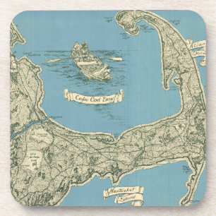 Dessous-de-verre Carte vintage de Cape Cod (1945)
