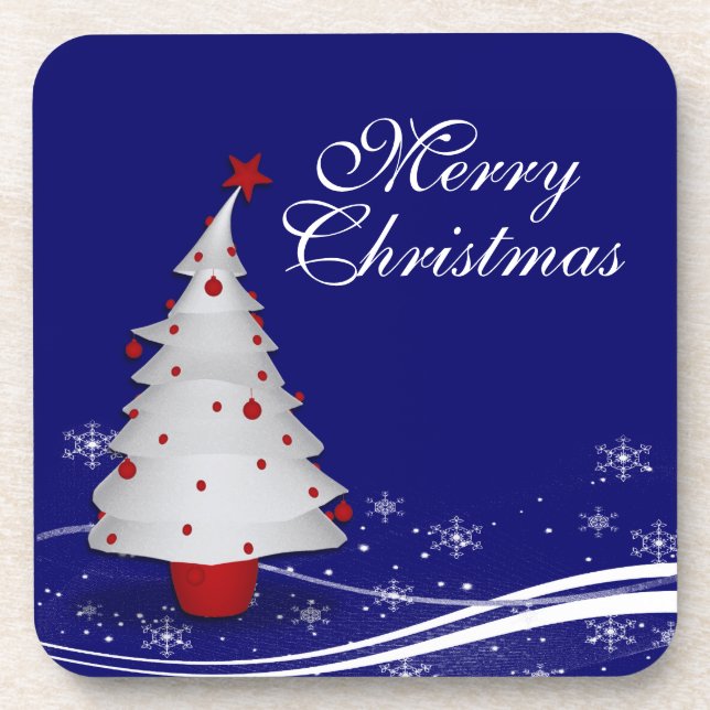 Dessous-de-verre Cartographie blanc sapin de Noël (Devant)