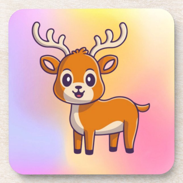Dessous-de-verre Cartoon de cerf de bébé mignon-23501 (Devant)