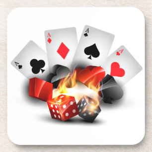 Dessous-de-verre Casino Flame Poker Blanc