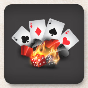 Dessous-de-verre Casino Poker Flame Noir