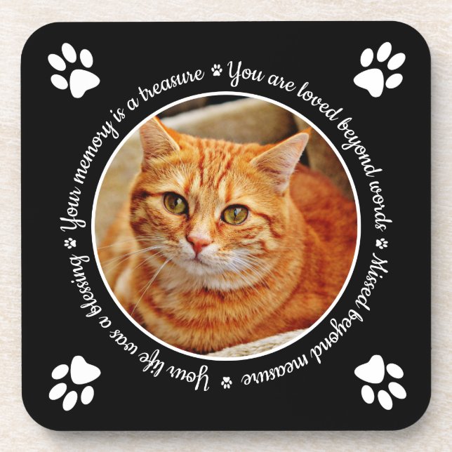 Dessous-de-verre Cat Memorial Empreintes de pattes Photo Beverage C (Devant)