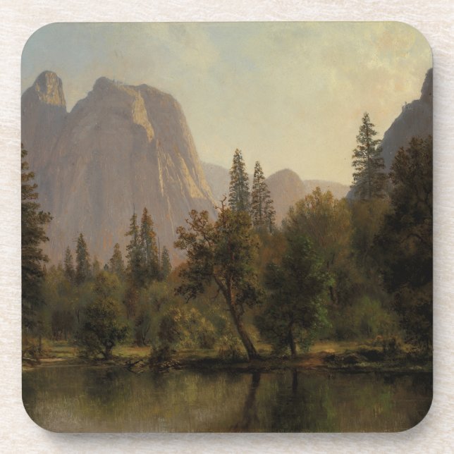 Dessous-de-verre Cathedral Rocks, Yosemite Valley Albert Bierstadt (Devant)