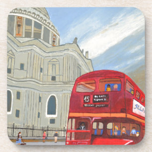Dessous-de-verre Cathédrale St.Paul et bus londonien