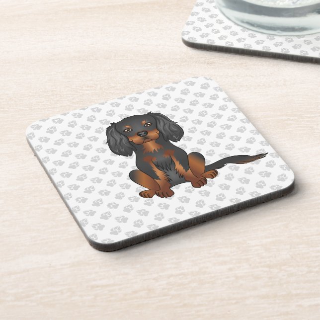 Dessous-de-verre Cavalier King Charles Spaniel noir et feu & Pattes (Côté gauche)