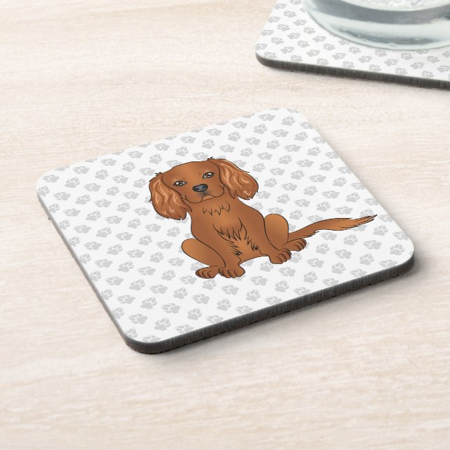 Dessous-de-verre Cavalier King Charles Spaniel & Pattes Rubis (Côté gauche)