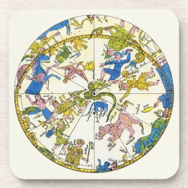 Dessous-de-verre Céleste Vintage, Sphère Arabe, Constellations (Devant)