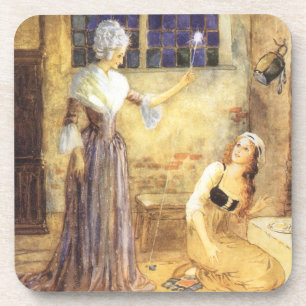 Dessous-de-verre Cendrillon de conte de fée vintage avec la fée mar