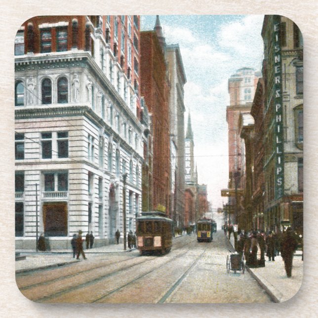 Dessous-de-verre Centre-ville vintage de Pittsburgh (Devant)