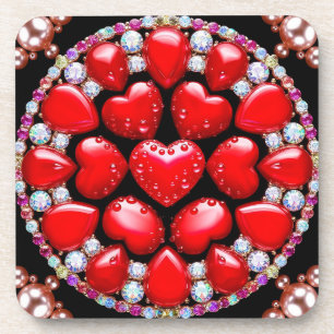 Dessous-de-verre Cercle de Bijoux Cœur Rouge