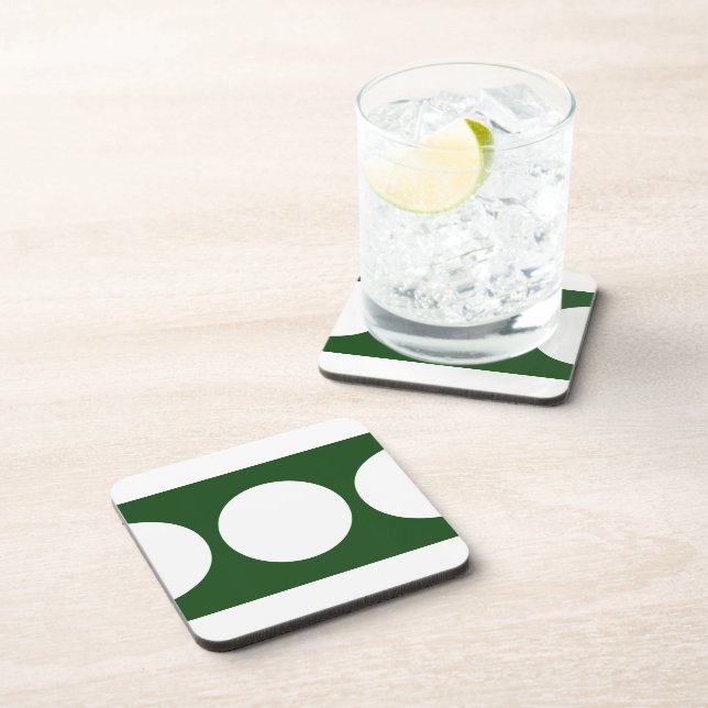 Dessous-de-verre Cercles blancs sur vert (Côté Droit)