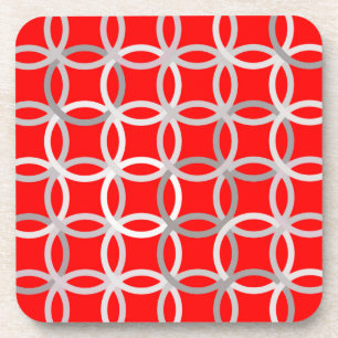 Dessous-de-verre Cercles modernes du milieu du siècle, rouge profon