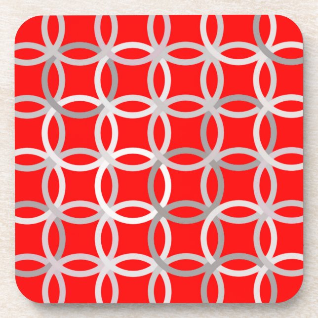 Dessous-de-verre Cercles modernes du milieu du siècle, rouge profon (Devant)