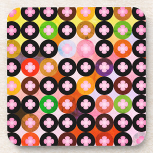 Dessous-de-verre Cercles multicolores cool et trèfles roses