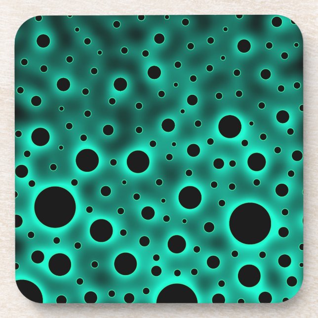 Dessous-de-verre Cercles noirs sur fond turquoise (Devant)