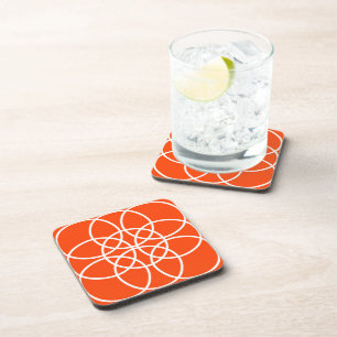 Dessous-de-verre Cercles spiraux blancs sur orange vif