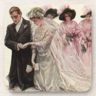 Dessous-de-verre Cérémonie de mariage victorien vintage de la marié