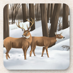 Dessous-de-verre Cerf à Queue Blanche Dans la Neige