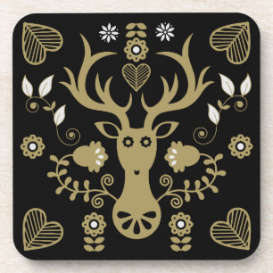 Dessous-de-verre Cerf d'art populaire scandinave