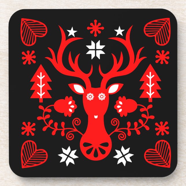 Dessous-de-verre Cerf de Noël rouge scandinave (Devant)