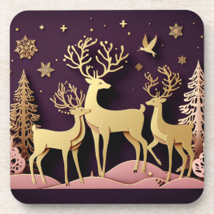 Dessous-de-verre Cerfs sous les étoiles – Motif de vacances oniriqu