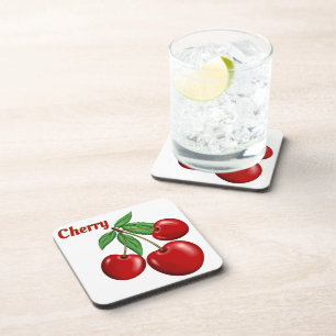 Dessous-de-verre Cerises Cerise Rouge Design Personnalisé
