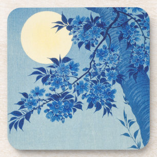 Dessous-de-verre Cerisier de la Lune Bleue de nuit japonais