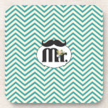 Dessous-de-verre Chalkboard Mr Jaune et Green Zigzag Chevron<br><div class="desc">Tableau de bord M. Mariage jaune et turquoise</div>