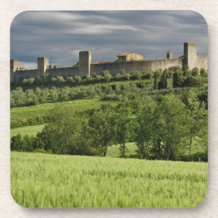 Dessous-de-verre Champ de blé et Monteriggioni lointain, dans le