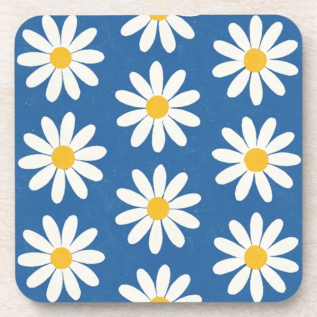 Dessous-de-verre Champ de marguerites en bleu (Devant)