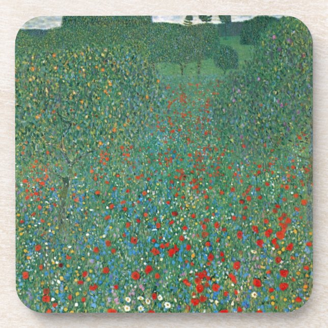 Dessous-de-verre Champ de pavot par Gustav Klimt, Art Nouveau Vinta (Devant)