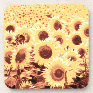 Dessous-de-verre Champ de tournesol - brun, or et jaune