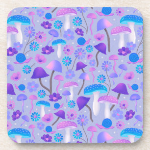 Dessous-de-verre Champignons de rêve Floral Woodland violet Turquoi