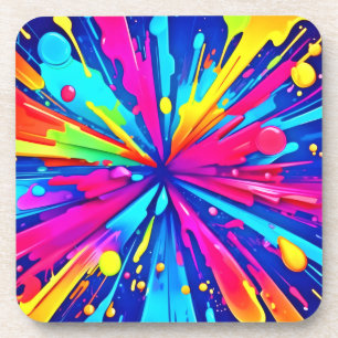 Dessous-de-verre Chaos coloré : Peinture Splatter Art Abstrait