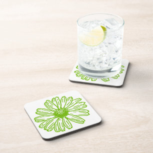 Dessous-de-verre Chartreuse Green Daisy Print, Hippie Flower Print