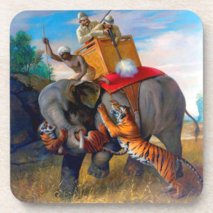 Dessous-de-verre Chasse au tigre Briton Rivière 1920