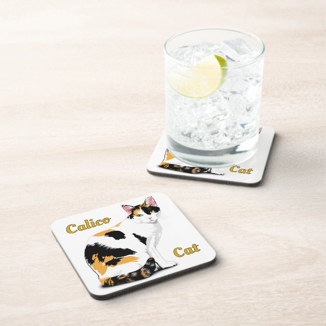 Dessous-de-verre Chat Calico Personnalisé (Côté Droit)