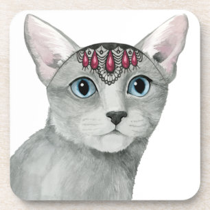 Dessous-de-verre Chat de Downton incrusté de bijoux