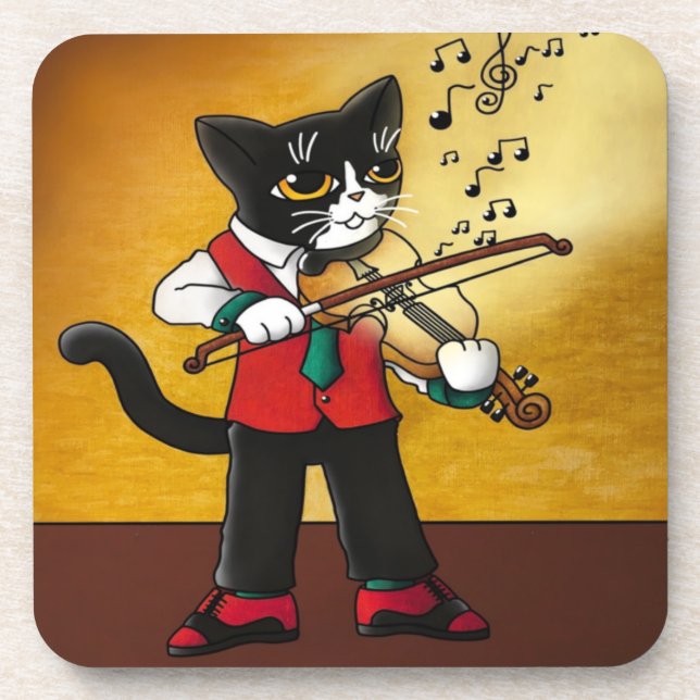 Dessous-de-verre Chat de musique violon (Devant)