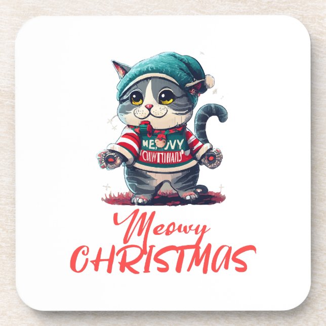 Dessous-de-verre Chat de Noël  (Devant)