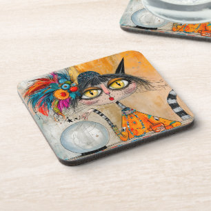 Dessous-de-verre Chat diseuse de bonne aventure mystique fantaisist