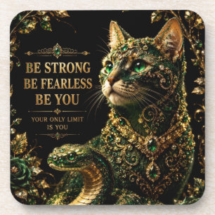 Dessous-de-verre Chat Doré Yeux Verts Élégant Art