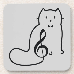 DESSOUS-DE-VERRE CHAT ET NOTE DE MUSIQUE