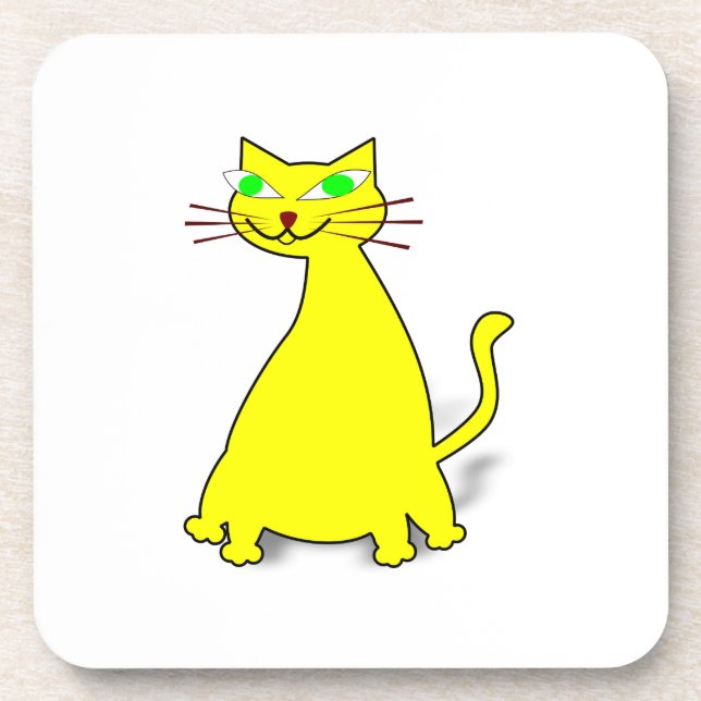 Dessous-de-verre Chat gras jaune (Devant)