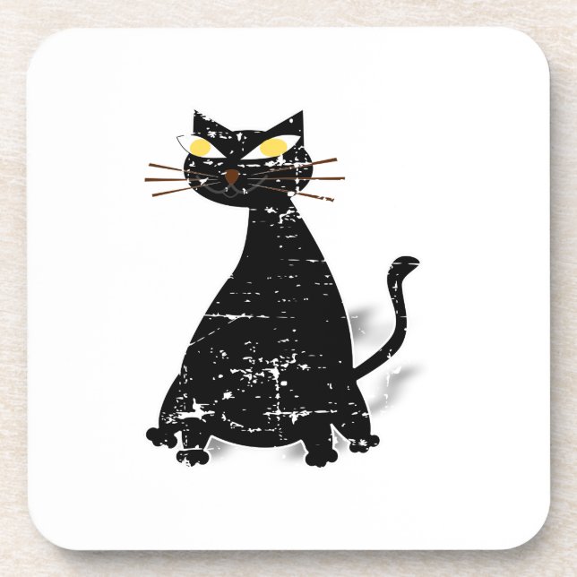 Dessous-de-verre Chat gras noir désossé (Devant)