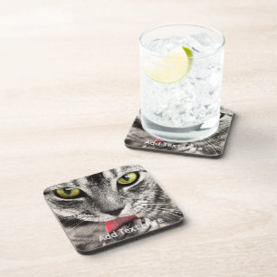 Dessous-de-verre Chat gris avec cuisse des yeux jaunes