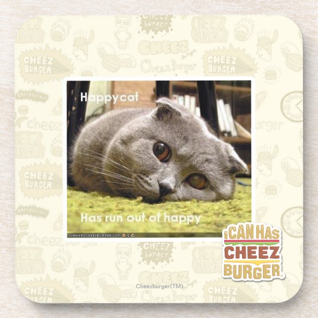 Dessous-de-verre Chat heureux, hors d'heureux (Devant)