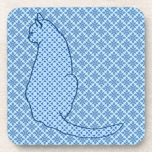 Dessous-de-verre Chat japonais - Kimono bleu