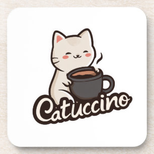 Dessous-de-verre Chat mignon avec café – Catuccino